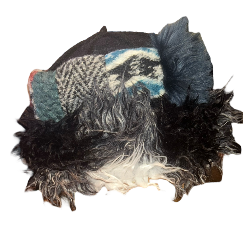 One of a Kind Patchwork Pillbox Hat 019