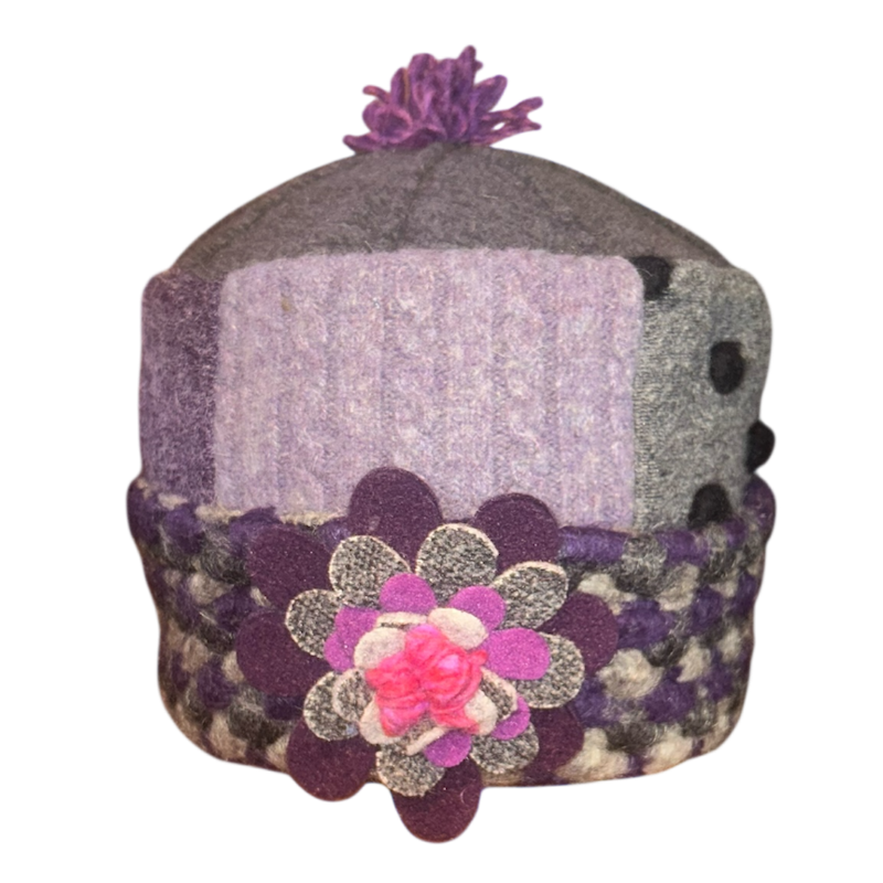 One of a Kind Patchwork Pillbox Hat 020