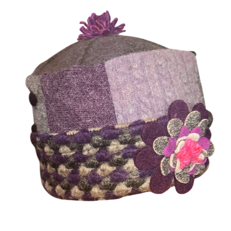 One of a Kind Patchwork Pillbox Hat 020