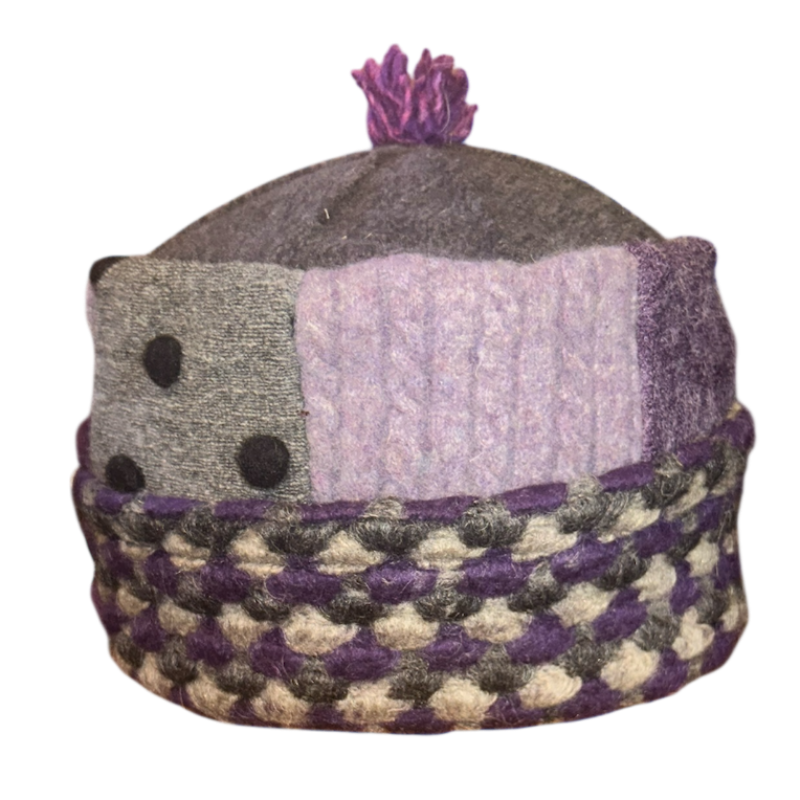 One of a Kind Patchwork Pillbox Hat 020