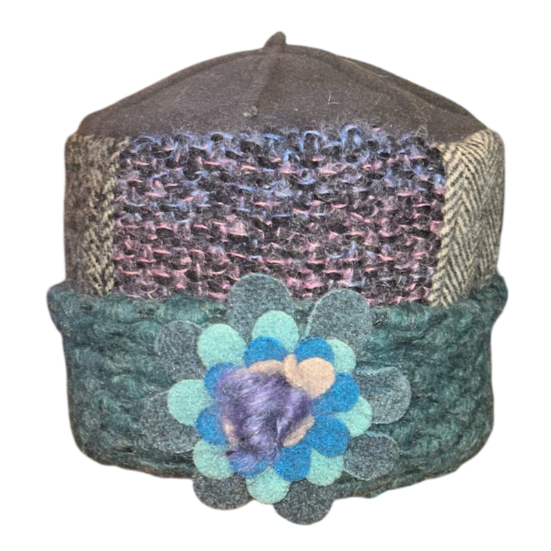 One of a Kind Patchwork Pillbox Hat 021