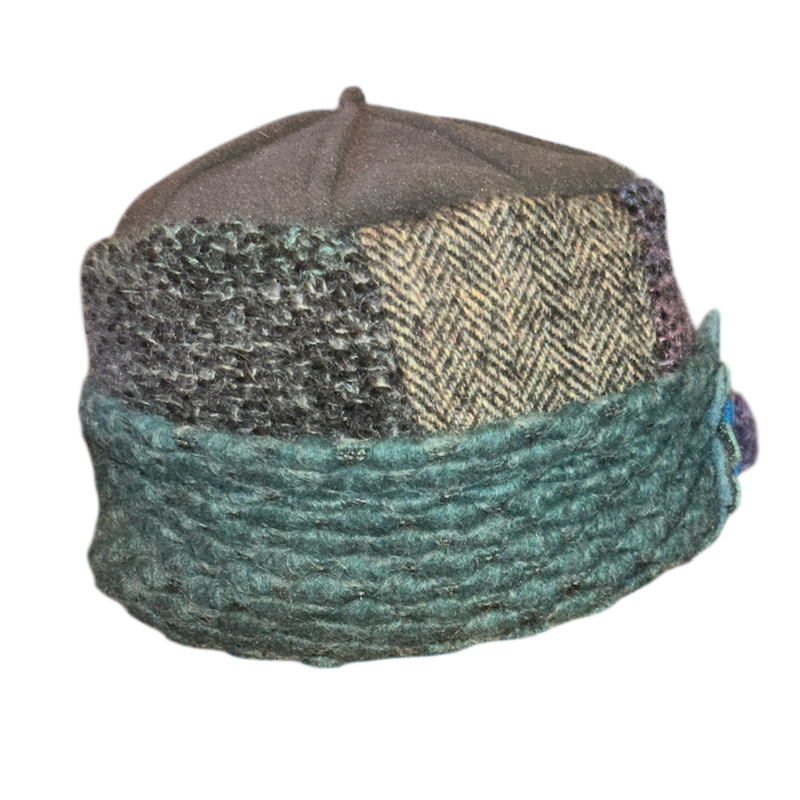 One of a Kind Patchwork Pillbox Hat 021
