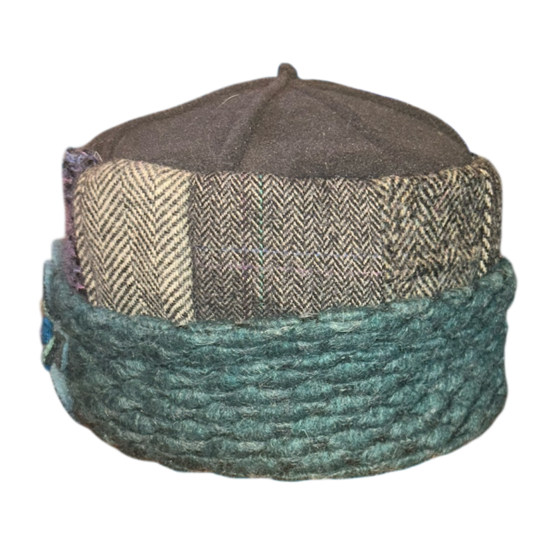 One of a Kind Patchwork Pillbox Hat 021