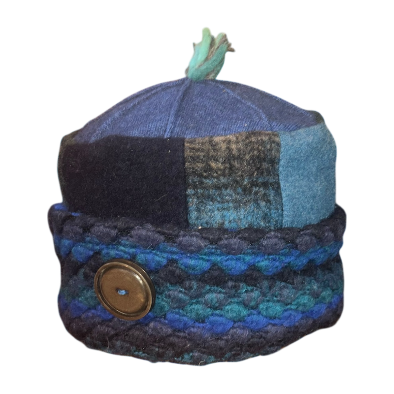 One of a Kind Patchwork Pillbox Hat 022