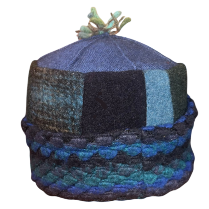 One of a Kind Patchwork Pillbox Hat 022