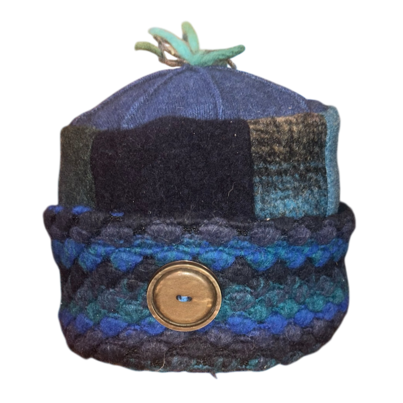 One of a Kind Patchwork Pillbox Hat 022