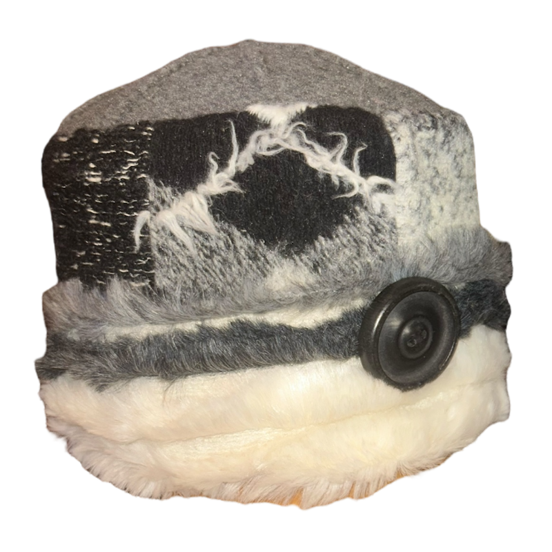 One of a Kind Patchwork Pillbox Hat 023