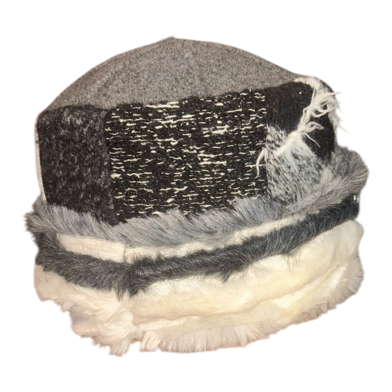 One of a Kind Patchwork Pillbox Hat 023