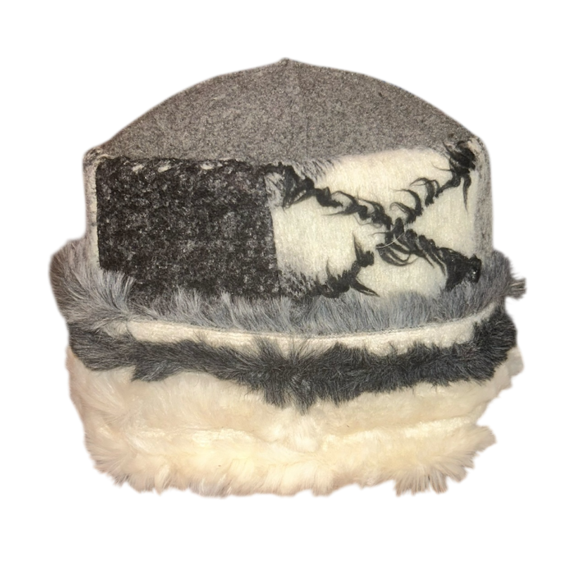 One of a Kind Patchwork Pillbox Hat 023