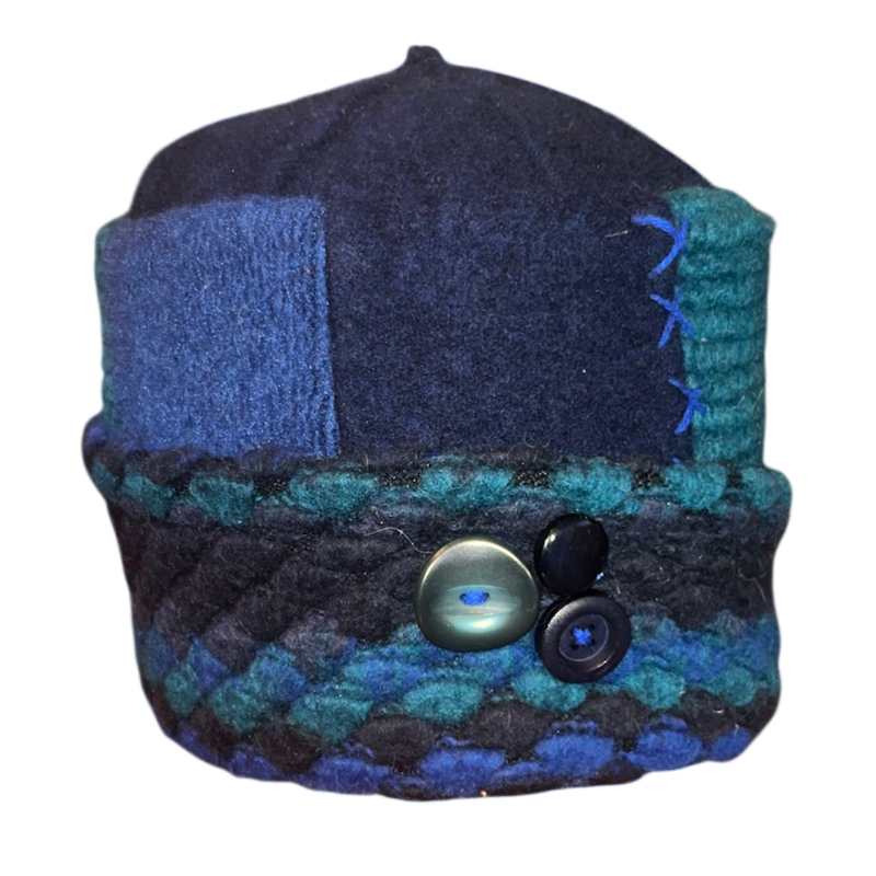 One of a Kind Patchwork Pillbox Hat 024