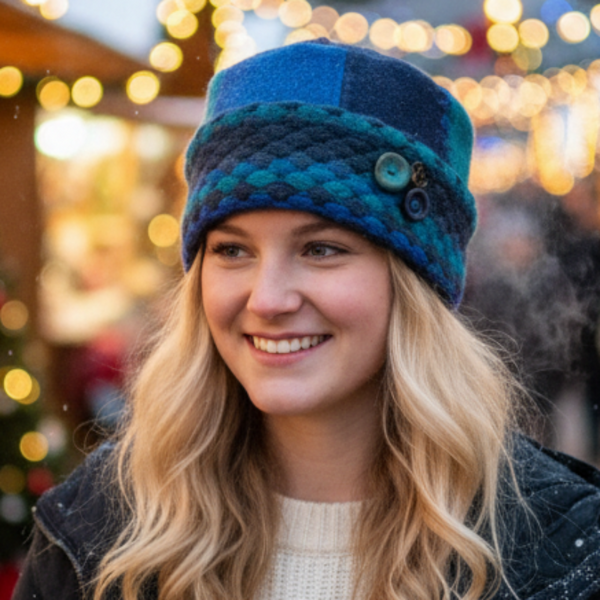 One of a Kind Patchwork Pillbox Hat 024