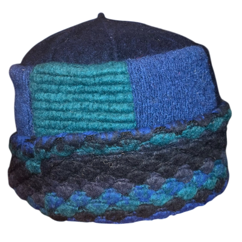 One of a Kind Patchwork Pillbox Hat 024