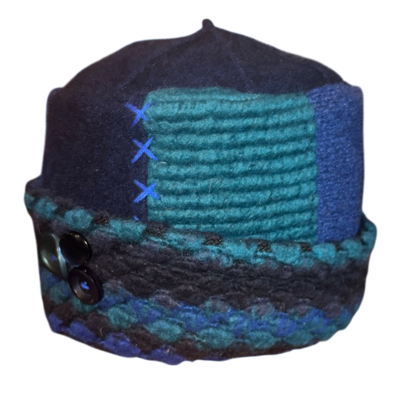 One of a Kind Patchwork Pillbox Hat 024