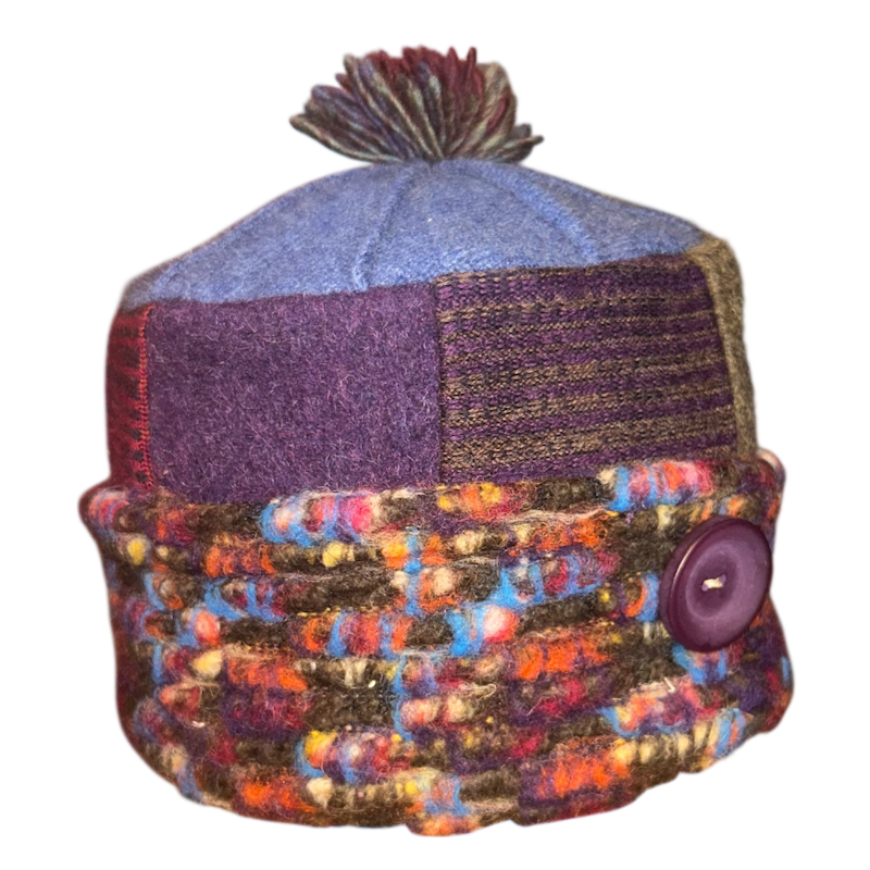 One of a Kind Patchwork Pillbox Hat 025