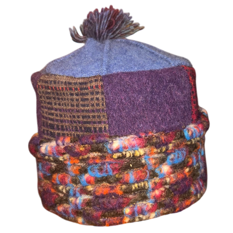 One of a Kind Patchwork Pillbox Hat 025