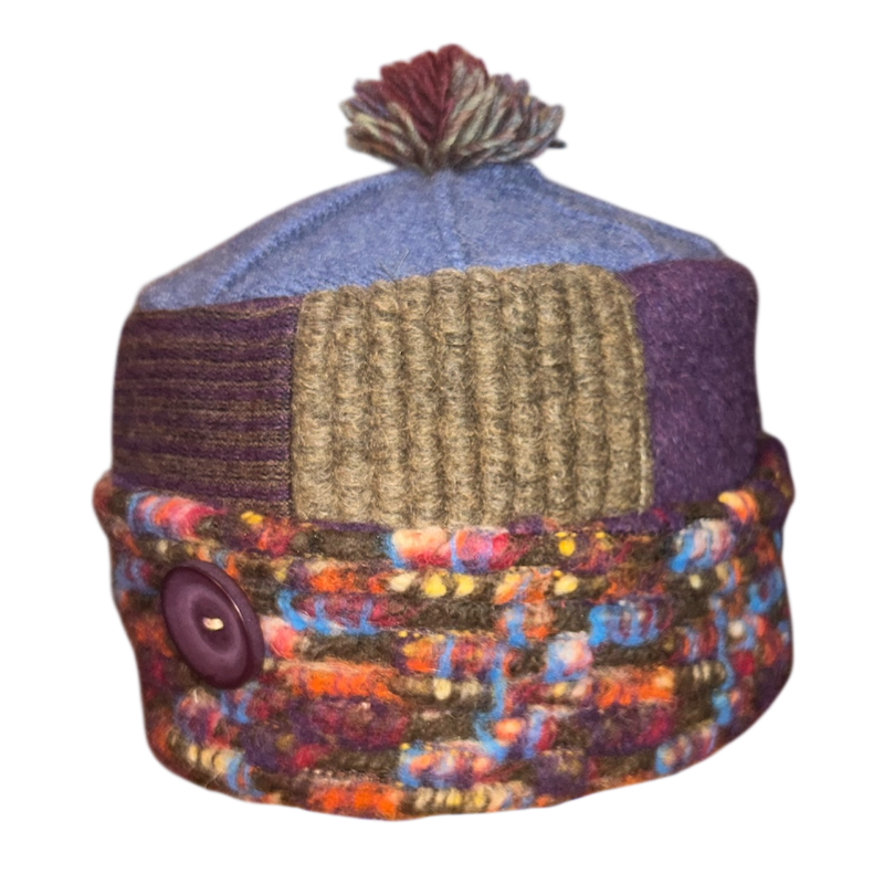 One of a Kind Patchwork Pillbox Hat 025