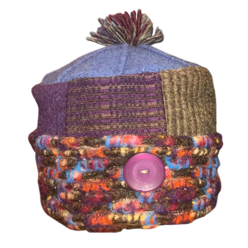 One of a Kind Patchwork Pillbox Hat 025
