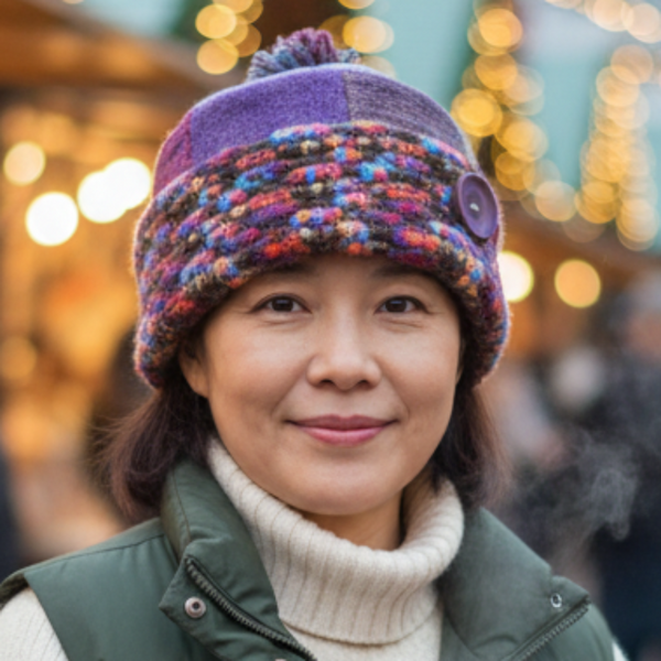 One of a Kind Patchwork Pillbox Hat 025