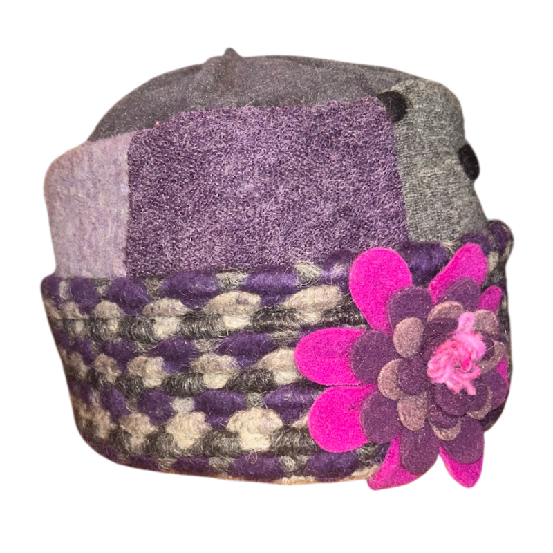 One of a Kind Patchwork Pillbox Hat 026