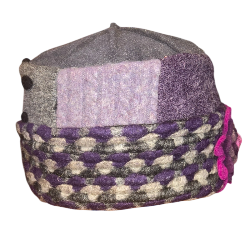 One of a Kind Patchwork Pillbox Hat 026