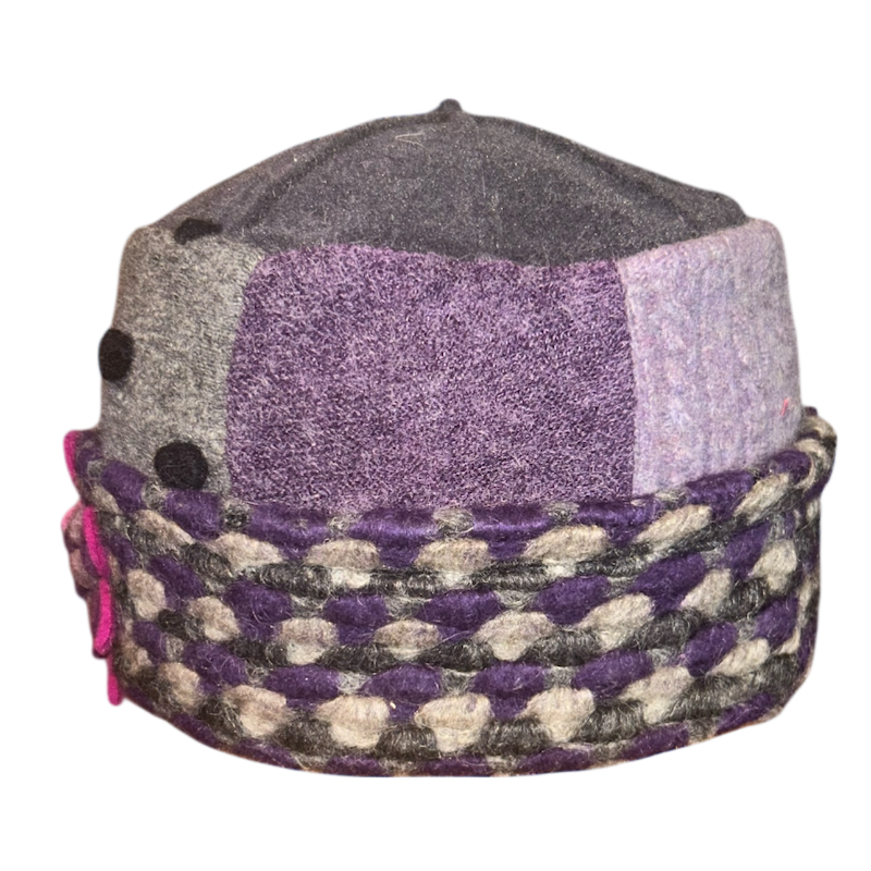 One of a Kind Patchwork Pillbox Hat 026