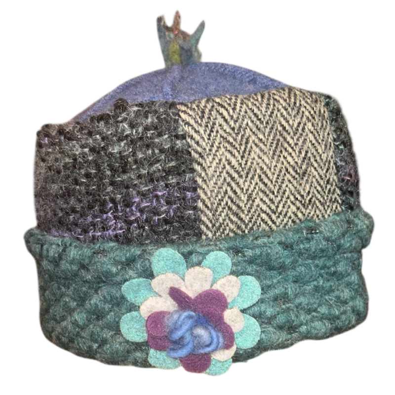 One of a Kind Patchwork Pillbox Hat 027
