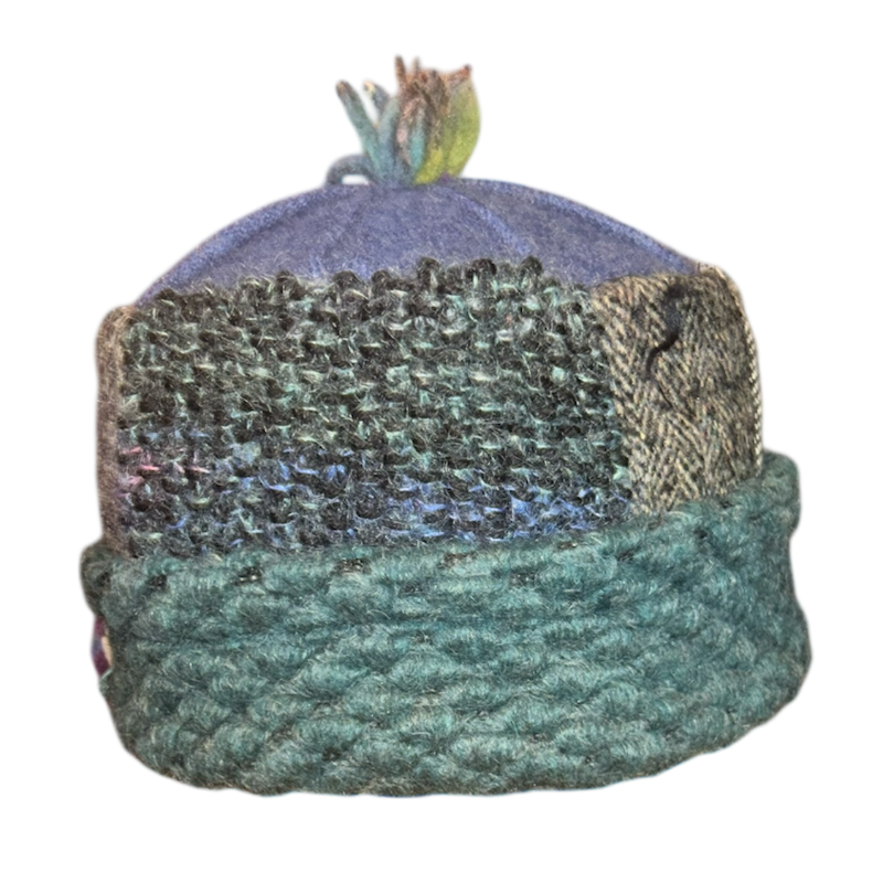One of a Kind Patchwork Pillbox Hat 027