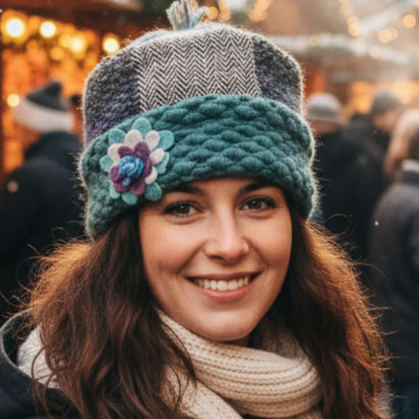 One of a Kind Patchwork Pillbox Hat 027