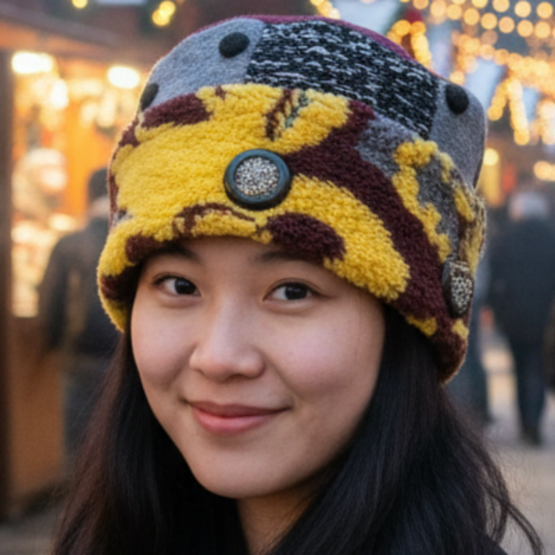 One of a Kind Patchwork Pillbox Hat 028