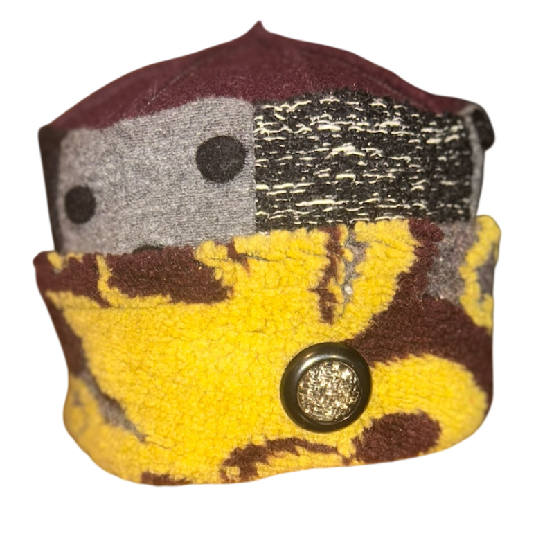 One of a Kind Patchwork Pillbox Hat 028