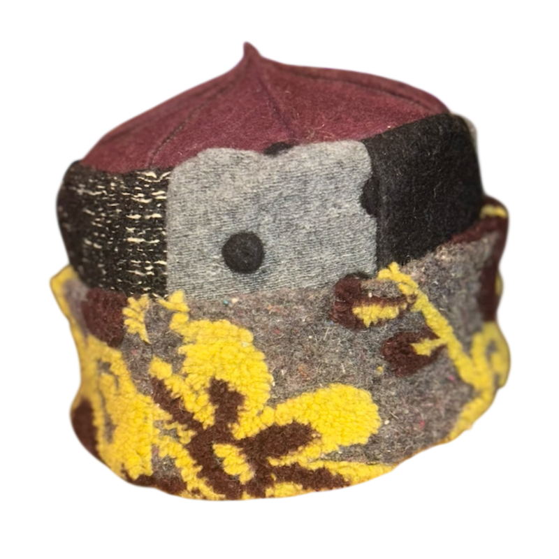 One of a Kind Patchwork Pillbox Hat 028