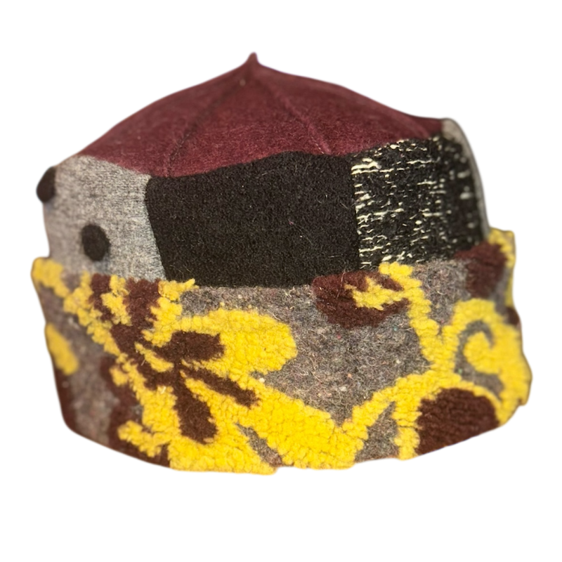 One of a Kind Patchwork Pillbox Hat 028