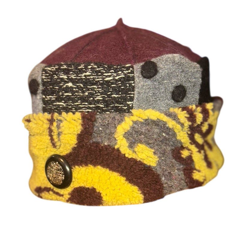 One of a Kind Patchwork Pillbox Hat 028