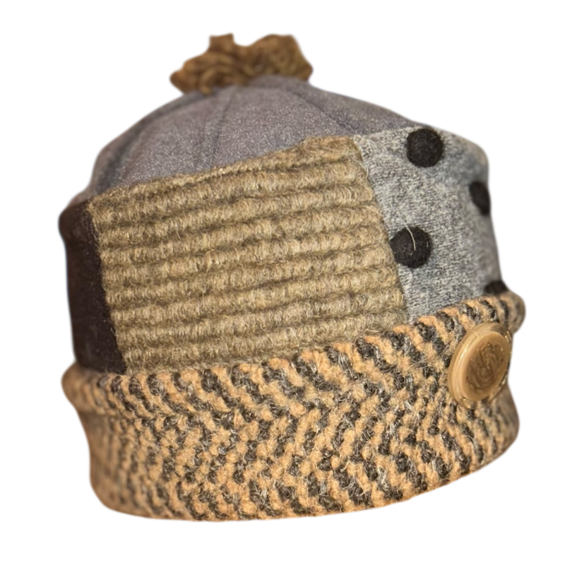 One of a Kind Patchwork Pillbox Hat 029