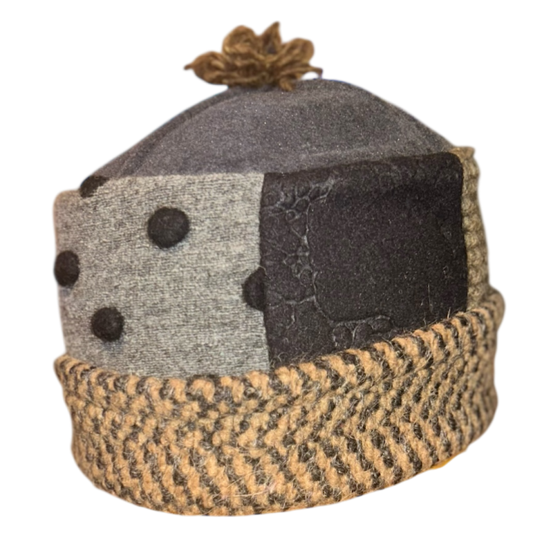 One of a Kind Patchwork Pillbox Hat 029