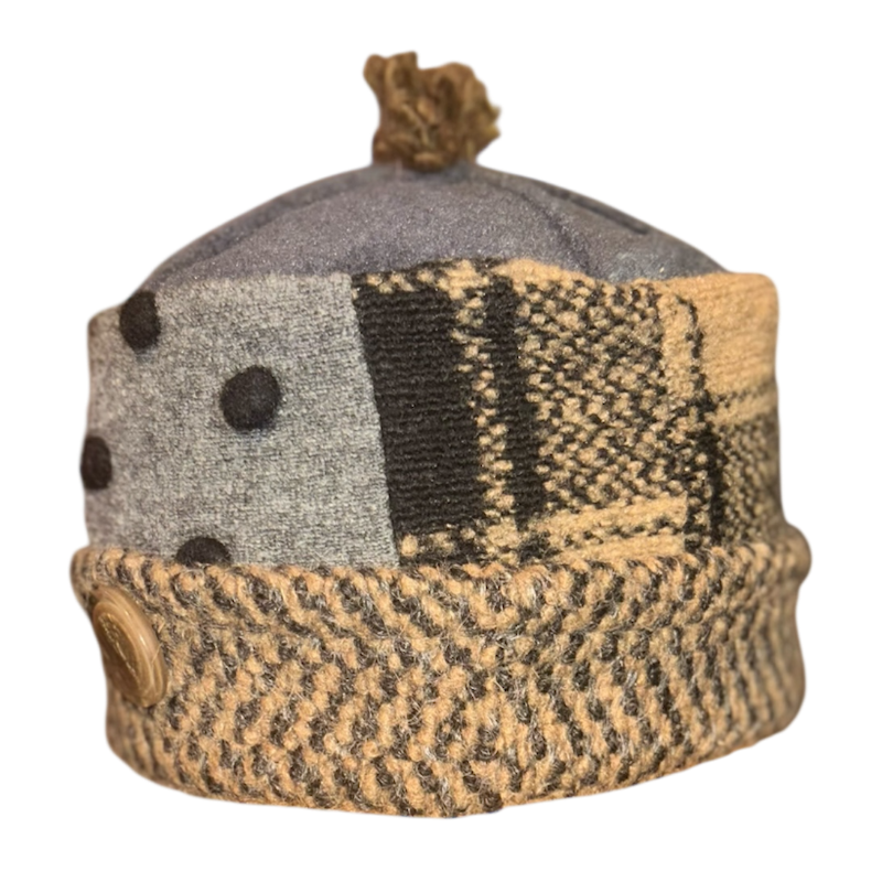 One of a Kind Patchwork Pillbox Hat 029