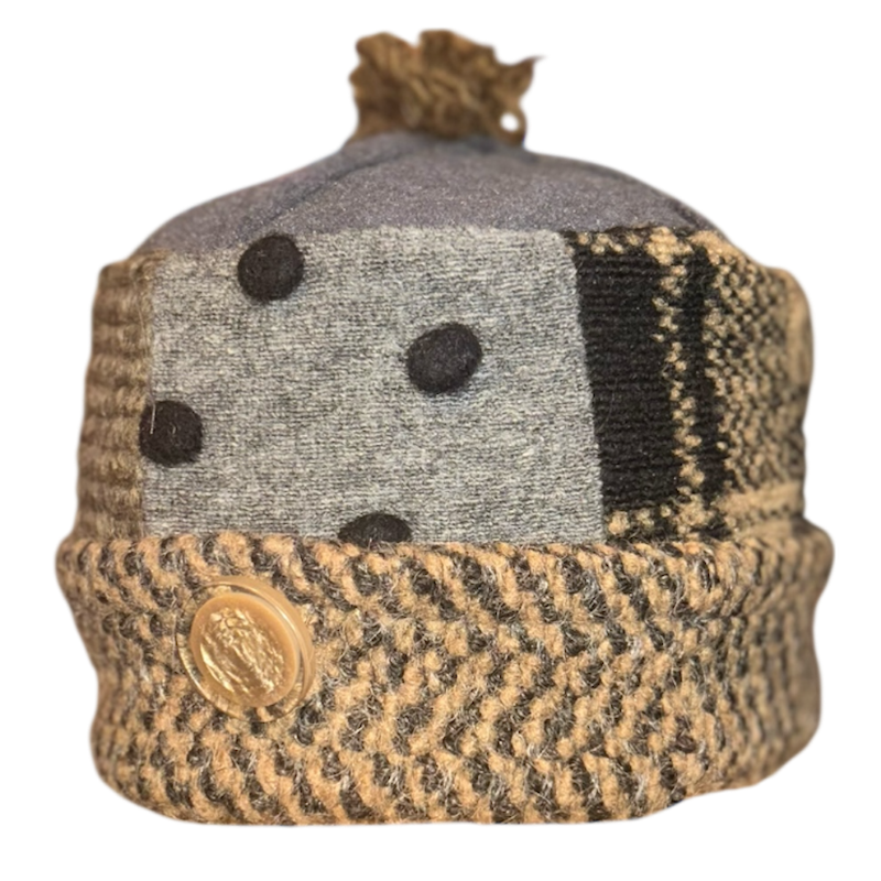 One of a Kind Patchwork Pillbox Hat 029