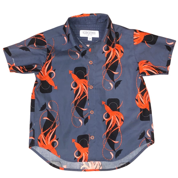 Sperm Whale and Giant Squid Collar Shirt Made in USA