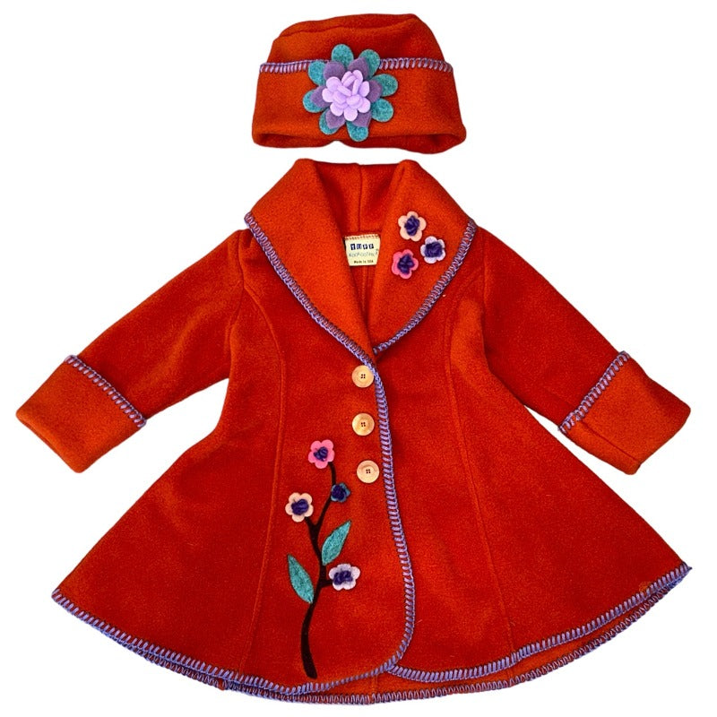 Isadora Swing Coat  and Hat Set Paprika  Made in USA!