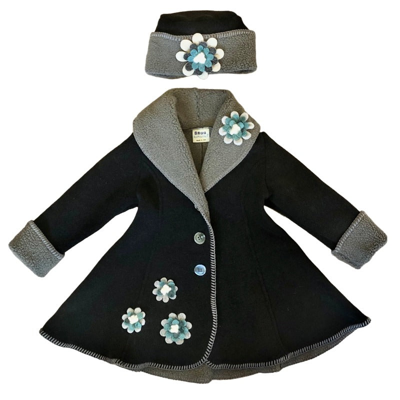 Isadora Swing Coat and Hat Set in Dark Grey two tone with Cappuccino Berber