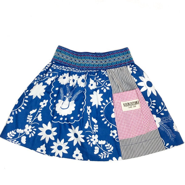 Azure Floral Cotton Skirt